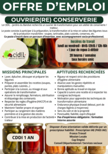 Offre d'emploi Conserverie Traiteur